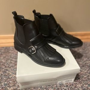 Marc Fisher Black Ankle Boots with Fringe Detail